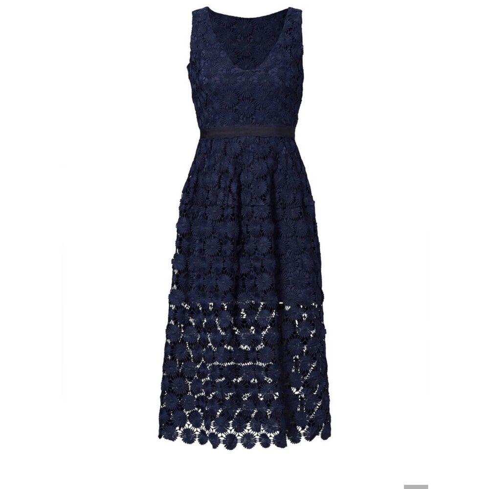 Trina Turk Blue Ceiba Cocktail Cutout Lace Dress Size 0
